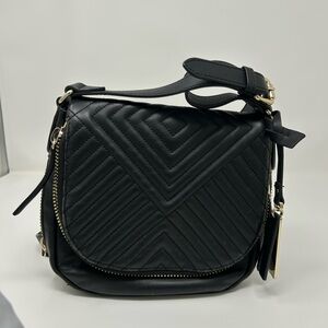 Vince Camuto Black Quilted Crossbody Bag Genuine Leather